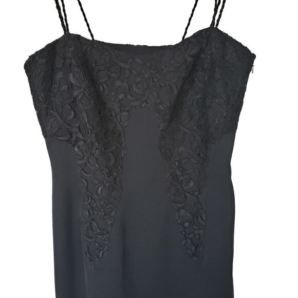 Vintage 90s Y2K Little Black Dress By Andrea Polizzi With Corded Lace Detail - Picture 3 of 8